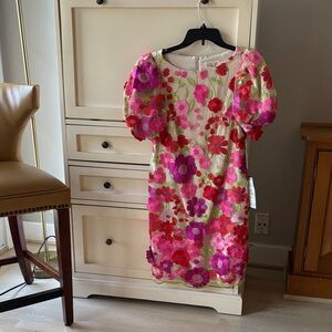 Eliza J Floral Embroidered Dress
